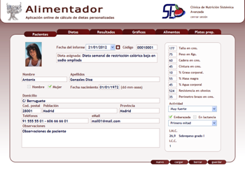 Ejemplo de ficha de paciente de el Alimentador